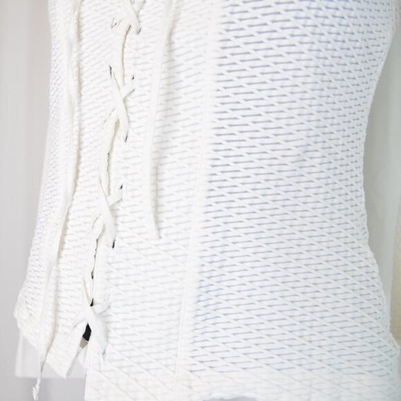 Vintage Y2K Corset Lace Up Rayure Paris Blouse Sz 8/M - Picture 5 of 8